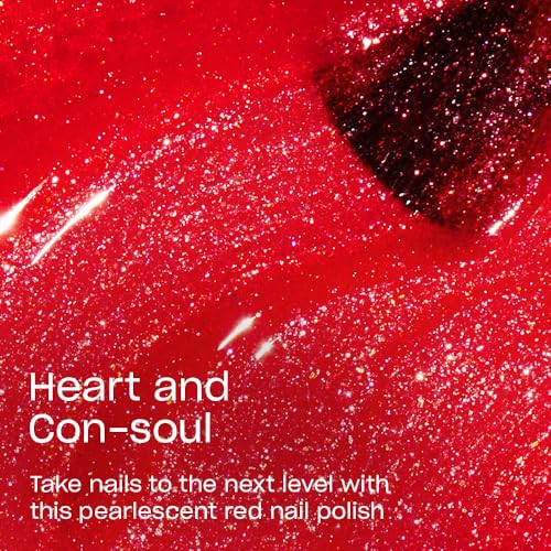 OPI Heart and Con-soul Nail Lacquer - Bright Red Shimmer Opaque Polish, Long-Lasting, 7 Days