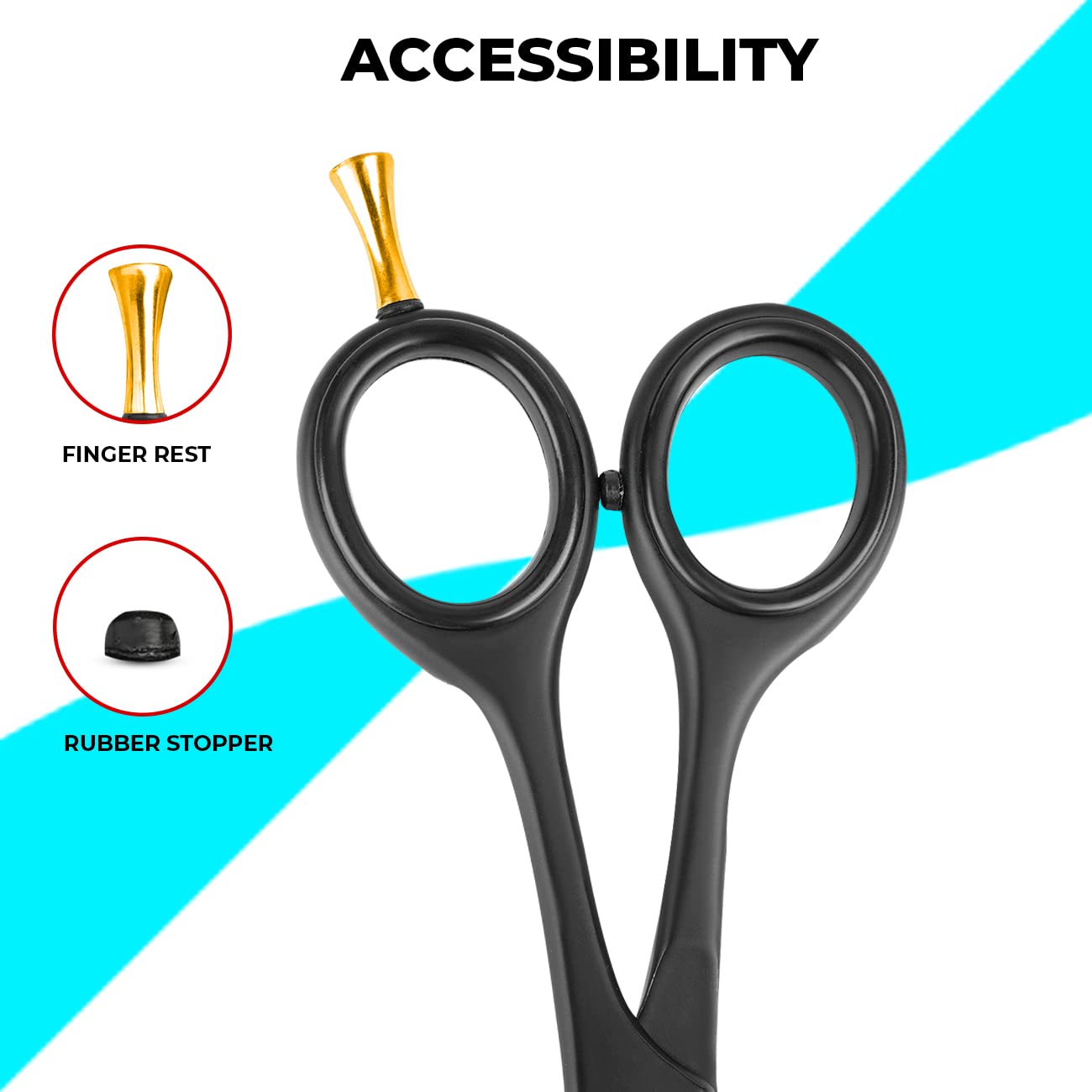 The Cut Factory- Hair Scissors and Barber Scissors Professional- 6.5 Inches Finest Stainless Steel Hair Cutting Scissors with Smooth Serrated Edge Blades -Use for Salon & Personal Use (Black)