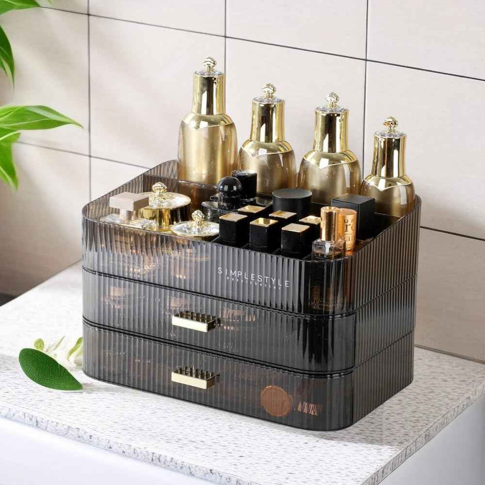 PLINJOY Makeup Organizer with Drawers Stackable Skincare Cosmetic Makeup organization for vanit Bathroom Desk Countertop