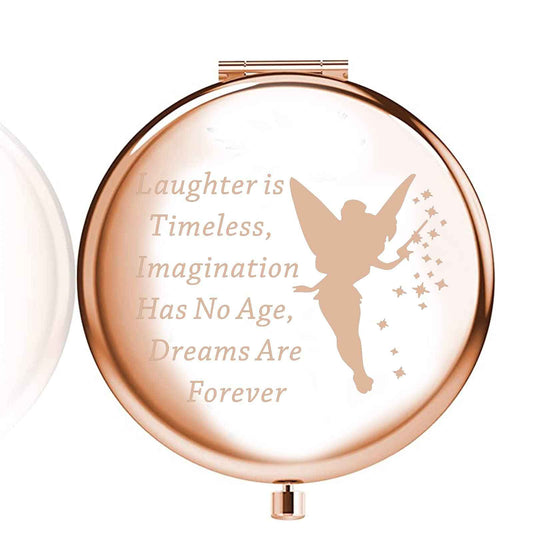LQRI Faily Cartoon Tales Compact Mirror Fairy Bell Gift Laughter is Timeless Imagination Has No Age Makeup Mirror Fairy Inspired Gift for Fans (Laughter)
