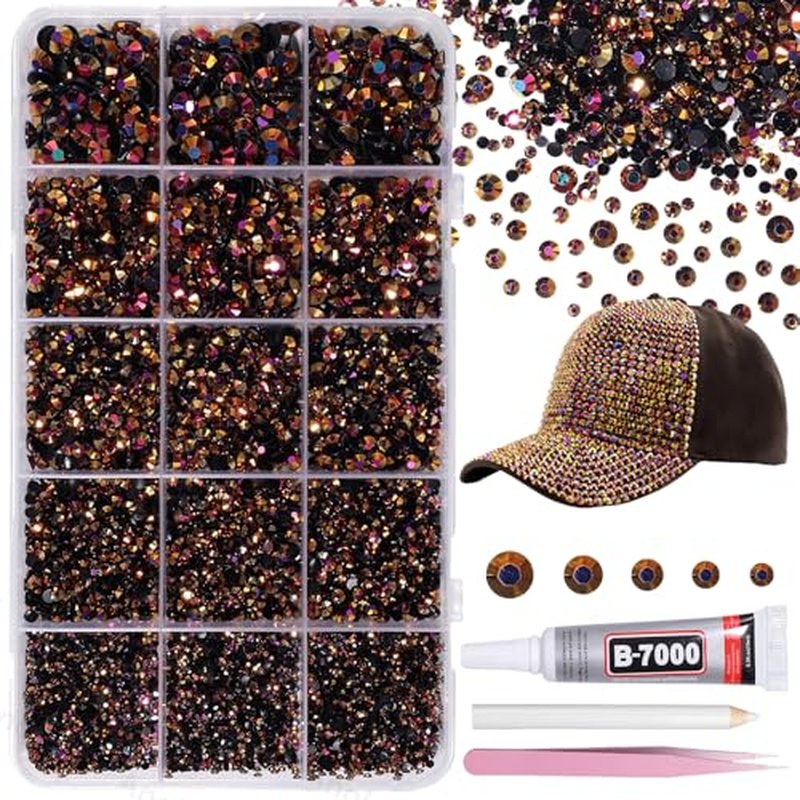 12000 Tan AB Rhinestones Kit, 2-6mm Flatback Gems with Tools