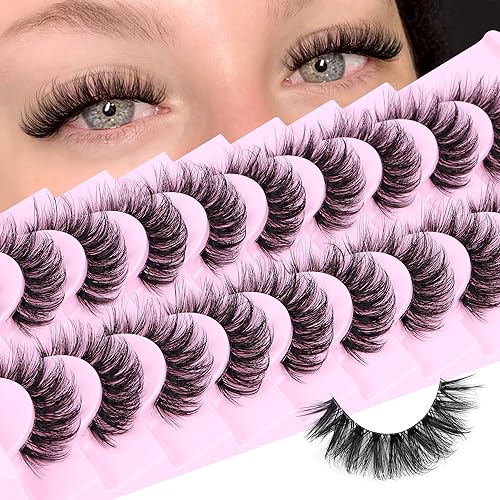 Natural Fluffy 3D Wispy False Eyelashes 14mm D Curly 10 Pairs