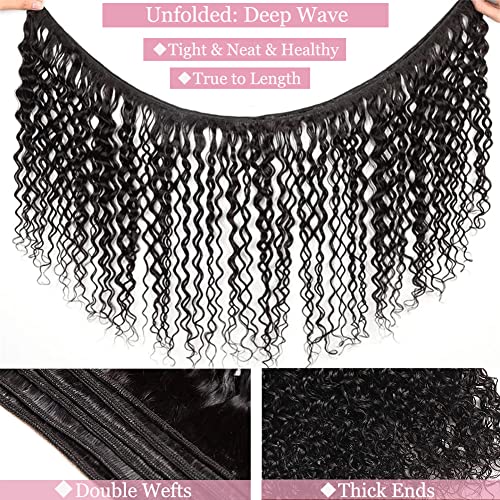 32 Inch Deep Wave Hair Bundles - 100% Brazilian Virgin Human Hair