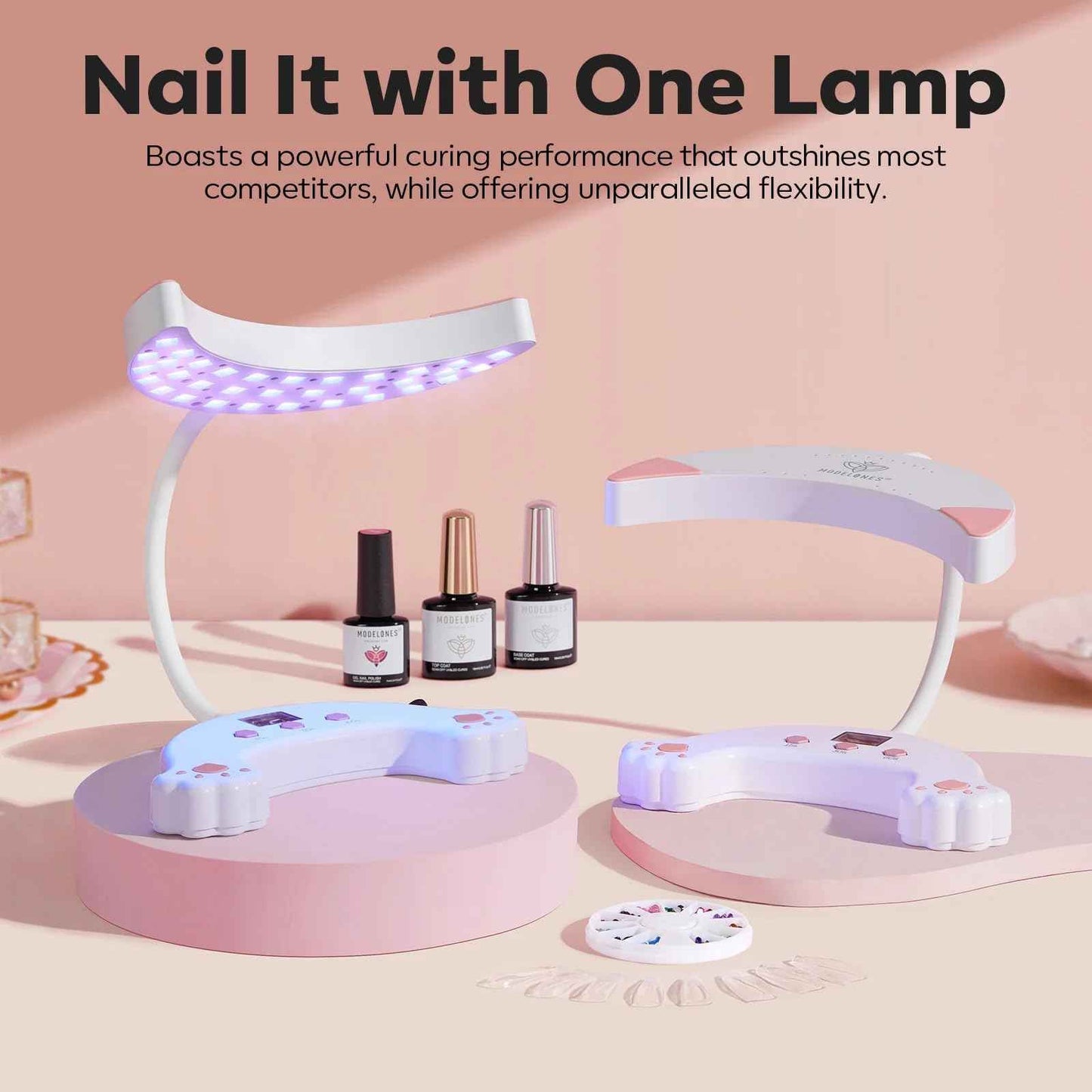 modelones UV LED Nail Lamp, Gooseneck UV Light for Gel Nails, 48 W Nail Light for Gel Polish with 3 Timers and LCD Display, LED Lamp for Fast Curing Gifts for Women Girls