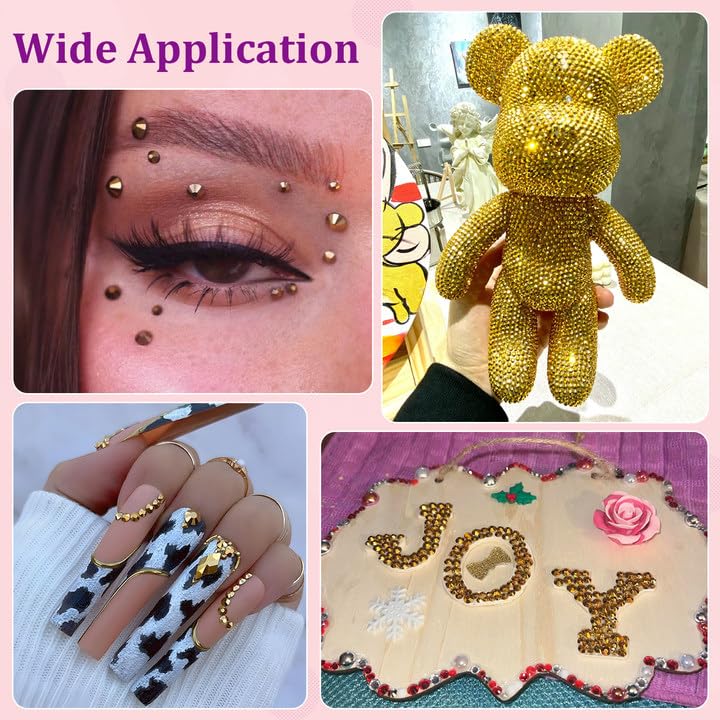 Mine Gold Resin Rhinestones 25000pcs 2-6mm with 1 Glue for DIY Crafts, Shoes & Nails (Mineral Gold, Large Pack + 1 Glue)