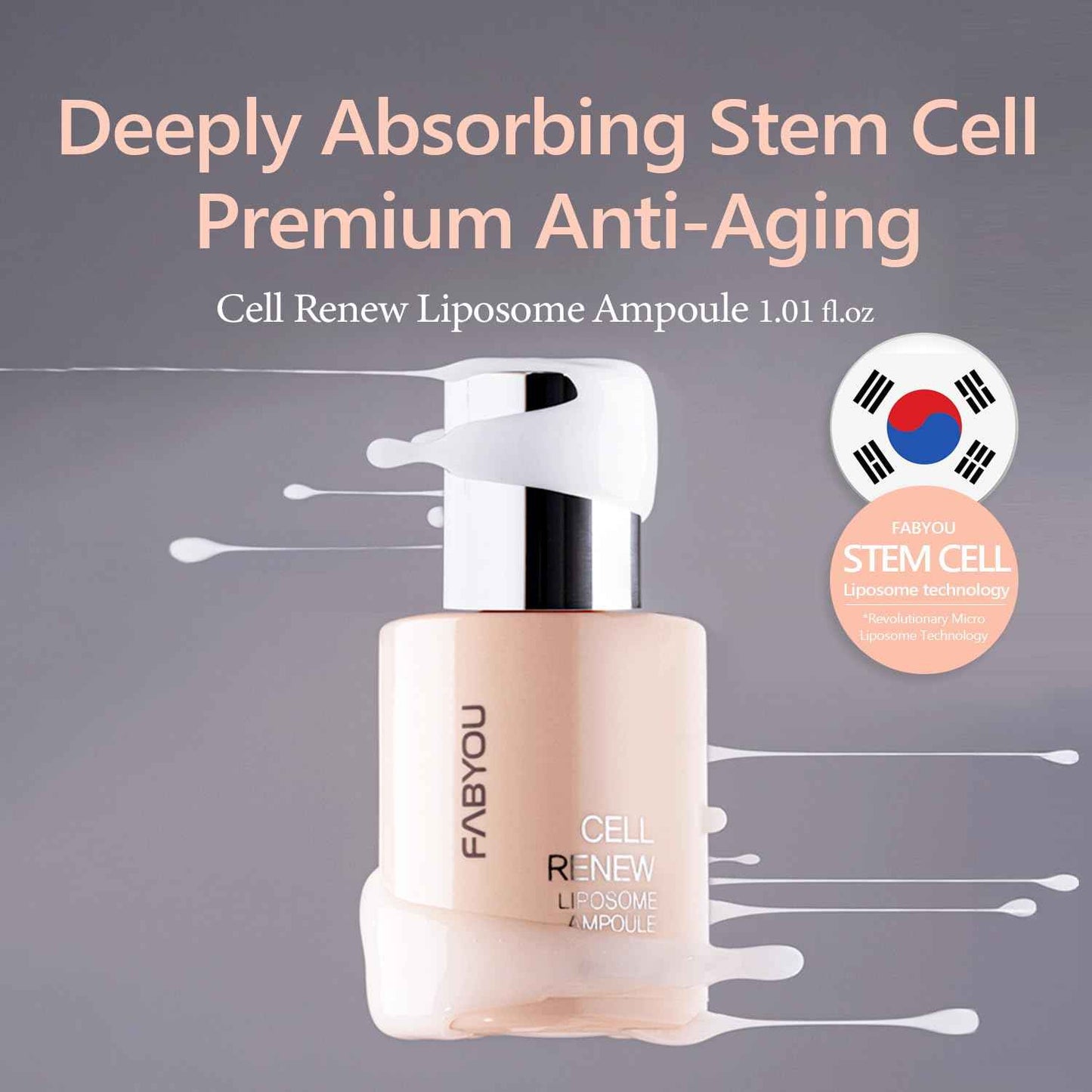 Cell Renew Liposome Ampoule 1.01 fl oz - Anti-Aging EGF Stem Cell Serum with CICA Exosome, Korean Skin Care for Skin Repair, Deep Hydration & Firming
