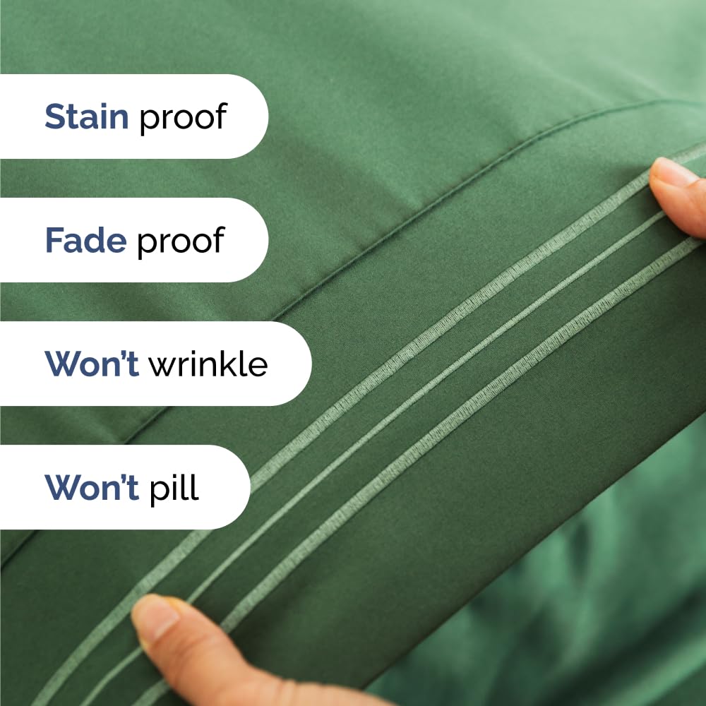 Twin 4 Piece Sheet Set - Breathable & Cooling Bed Sheets - Hotel Luxury Bed Sheets for Women, Men, Kids & Teens - Comfy Bedding w/ Deep Pockets & Easy Fit - Soft & Wrinkle Free - Twin Emerald Sheets