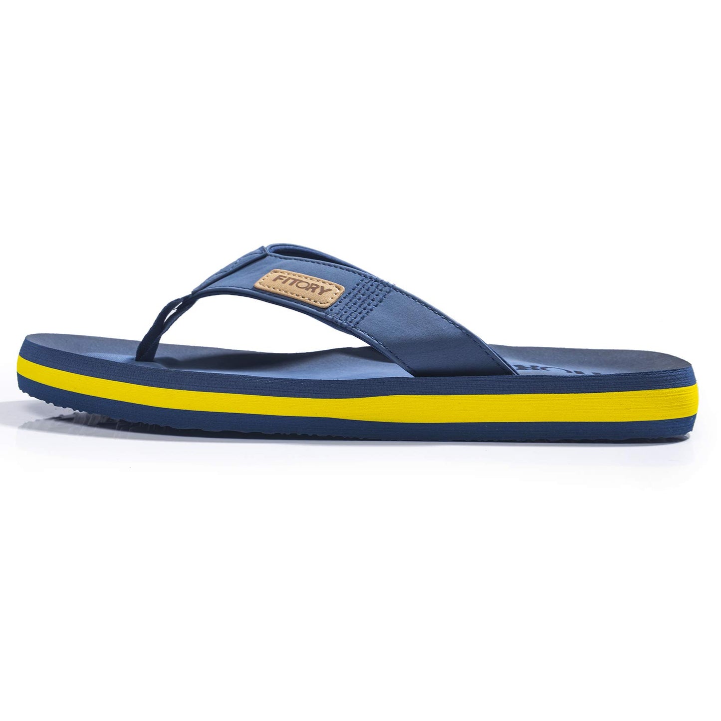 FITORY Men's Flip-Flops, Thongs Sandals Comfort Slippers for Beach Blue/Yellow Size 6