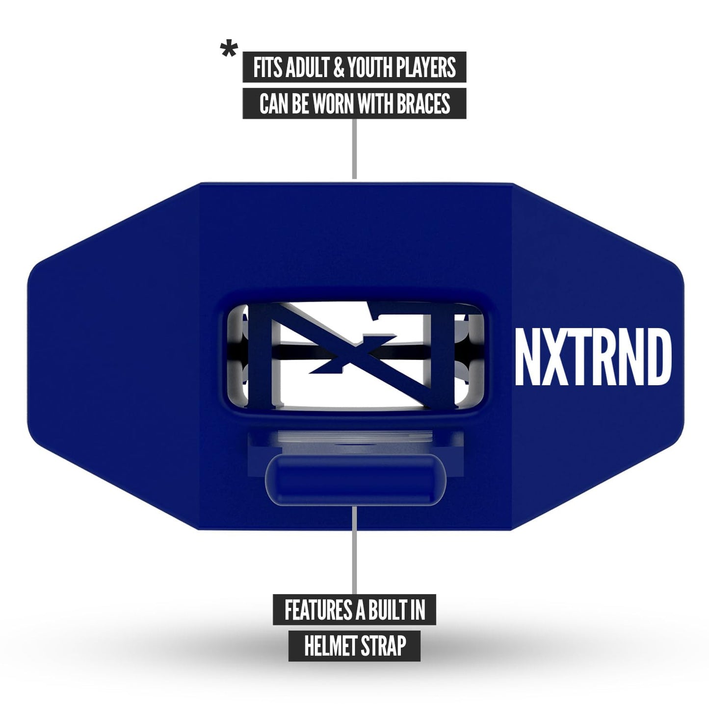 Nxtrnd Two Football Mouth Guard, Football Mouthpiece with Strap, Fits Adult & Youth (Navy Blue)