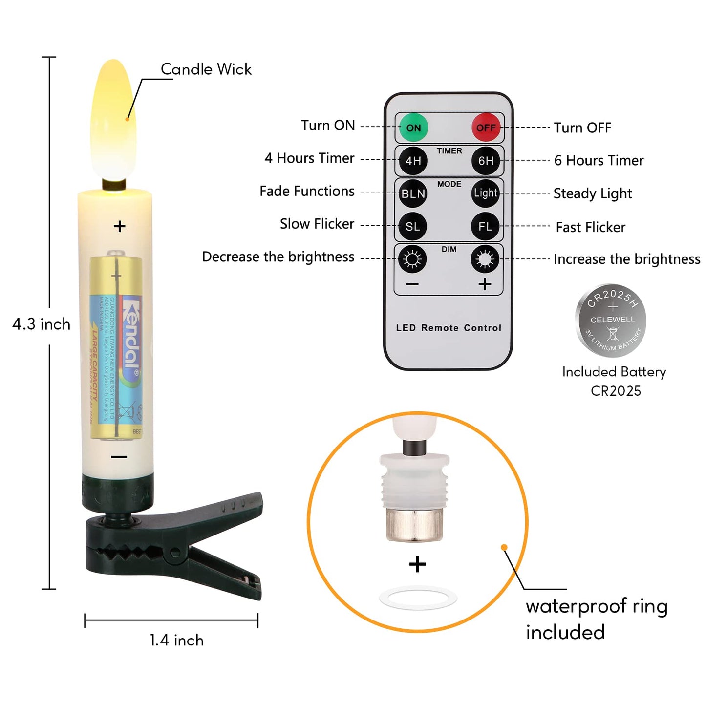 Daord 20 PCS Flameless LED Taper Candles Flickering Flame Battery Operated with Remote & Timer Warm White Christmas Tree Candle Lights for Home Kitchen Garden Birthday Party Decoration (20 PCS,Ivory)