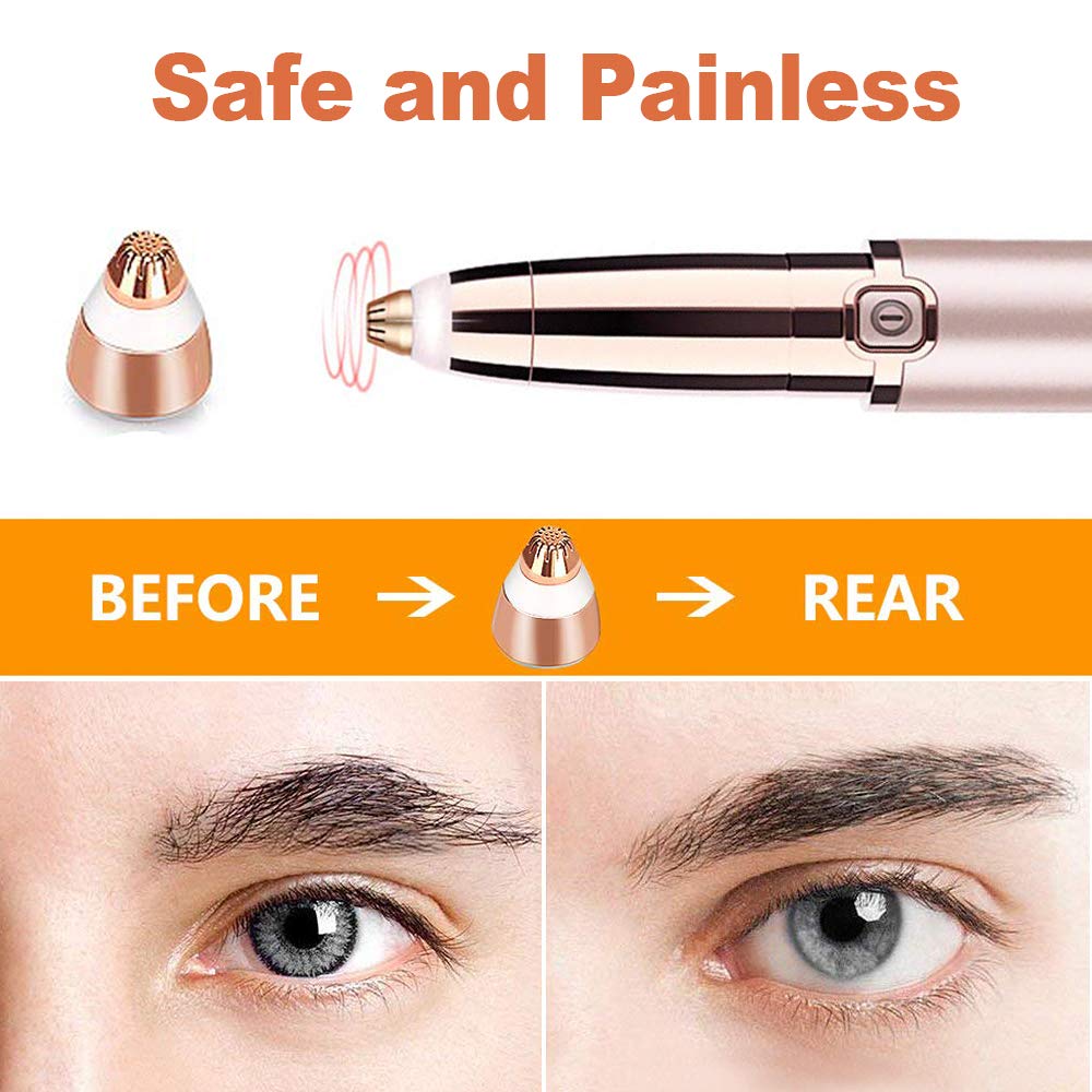 Eyebrow Hair Remover Replacement Heads Compatible for Finishing Flawless Facial Hair Removal Tool for Women Smooth, with Cleaning Brush, Rose Gold (RoseGold-4pcs)