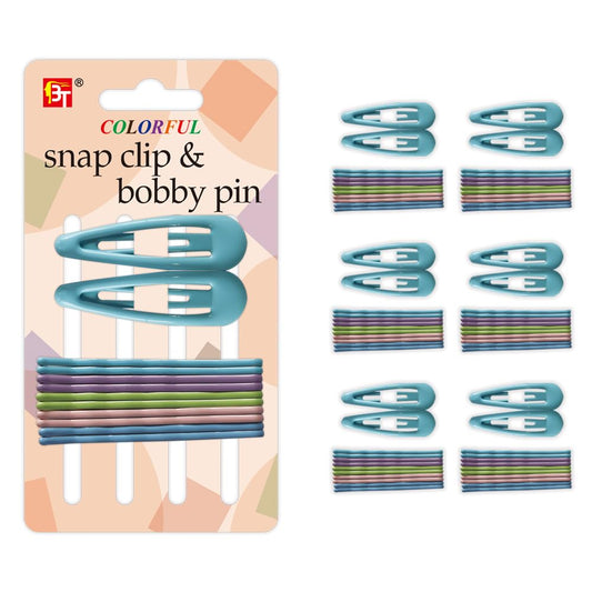 60 Pcs Colored Bobby Pins & 12 Pcs Snap Clips Hair Pins Small Mini Decorative Pain-Free Cute Bobbi Clips Strong Hold Non-Slip Styling Accessories for Girls Women (Sky Blue Assorted)