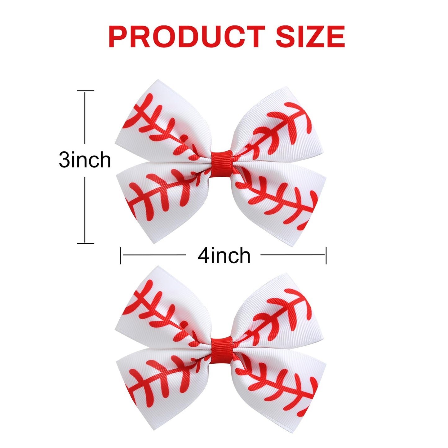 2PC Baseball Hair Bow Clips with 6PC Baseball Hair Ties for Women Girls Cheer Dress up Hair Accessories