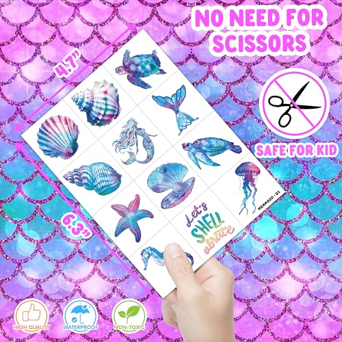 120 Mermaid Temporary Tattoos for Kids Party Favors