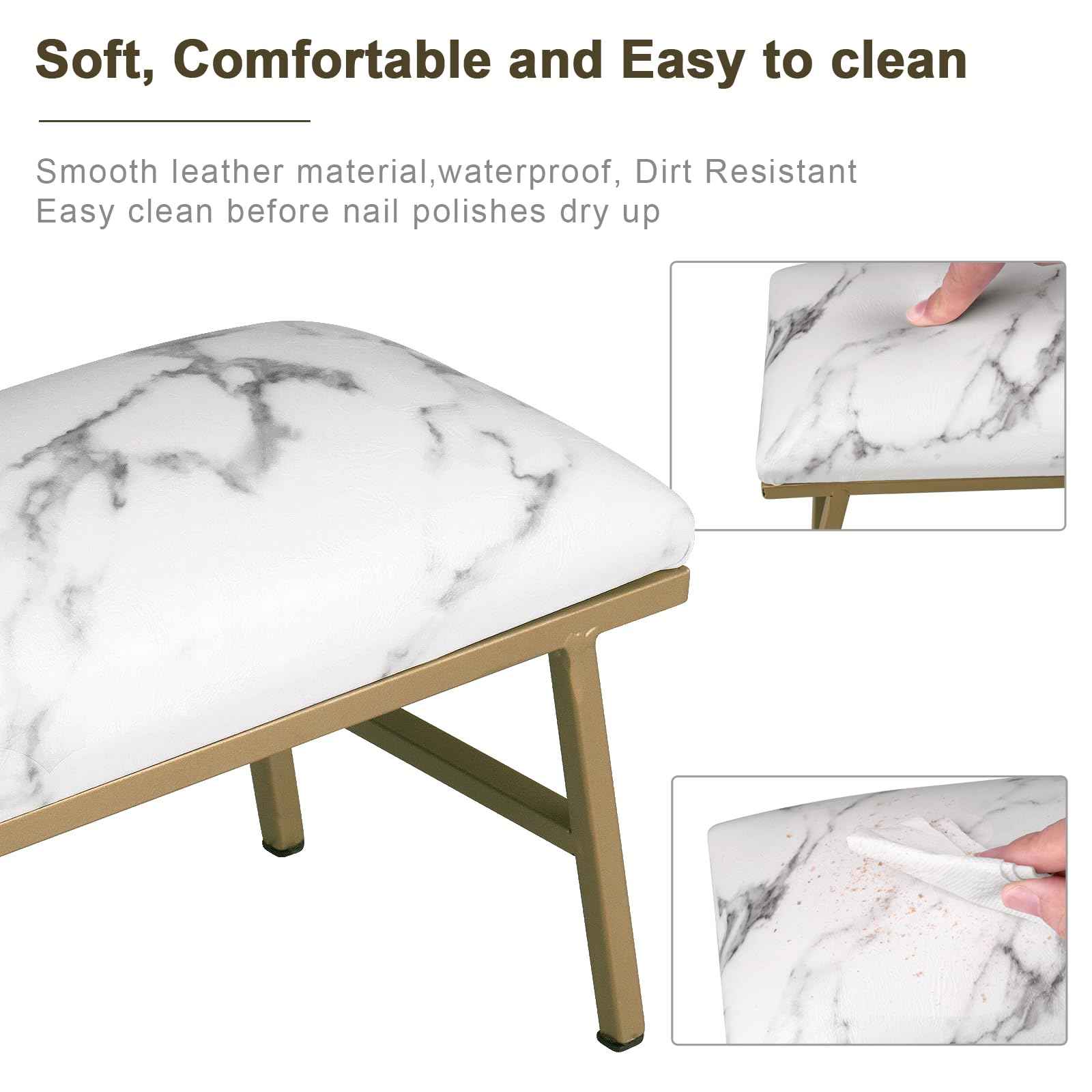 Arm Rest for Nails, Nail Arm Rest for Nail Tech with Microfiber Leather Nail Table Mat, Manicure Hand Rest Stand Nail Art Accessories Tool for Nails Tech(Marble)