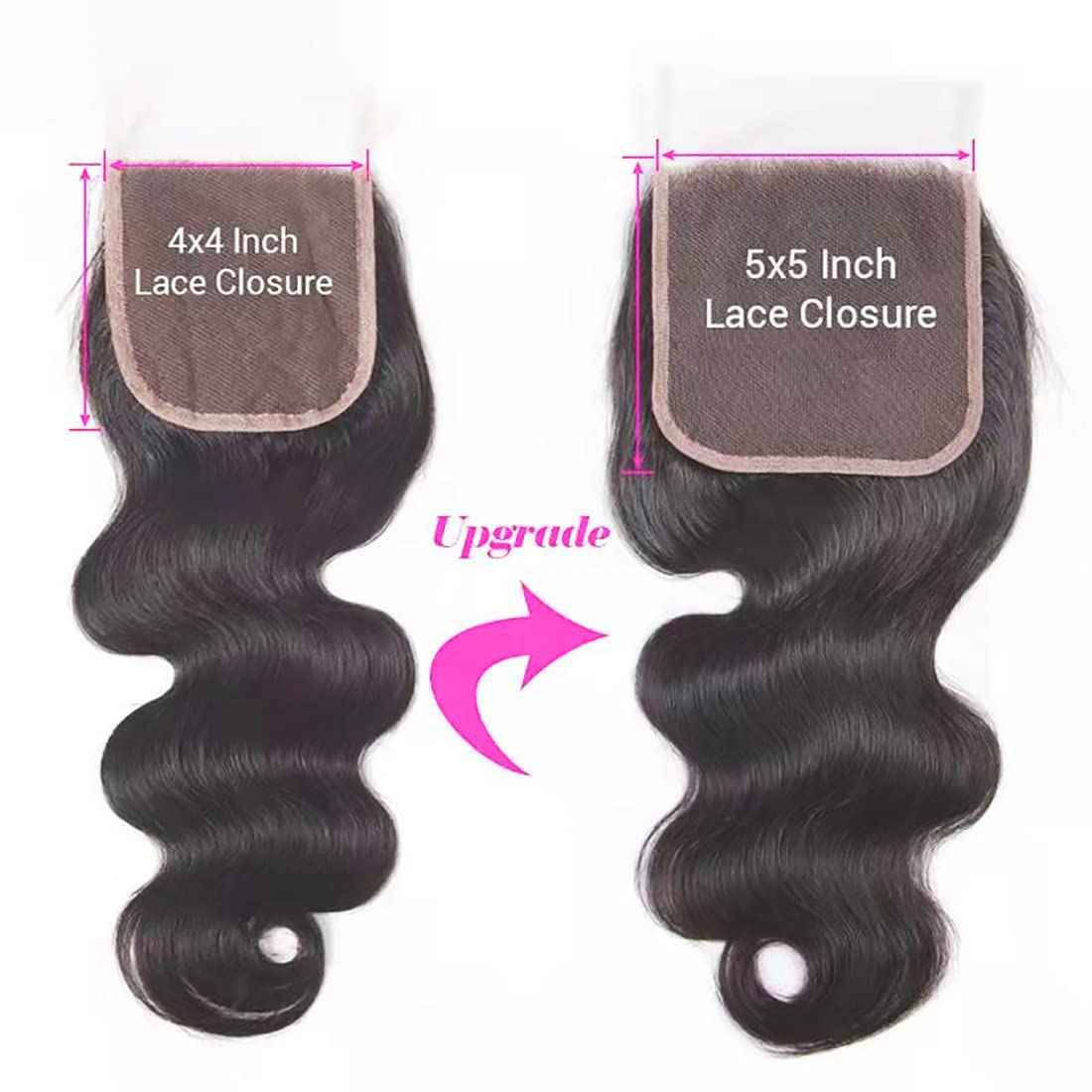 DMS 5X5 Lace Closure Human Hair Body Wave Closure 5X5 HD Lace Closure Free Part 12A Brazilian Virgin Human Hair Body Wave Closure Top Swiss Lace Closure 16（inch）