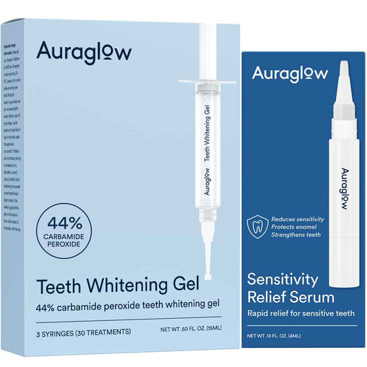 Auraglow 44% Whitening Gel and Sensitivity Relief Serum
