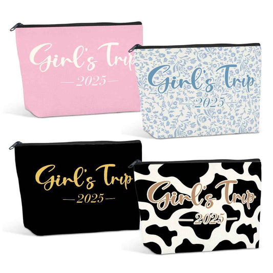 4-in-1 Girls Trip Favors - Weekend Gifts for Women - Makeup Bag & Cosmetic Bags - Weekender Bag for Christmas Vacation