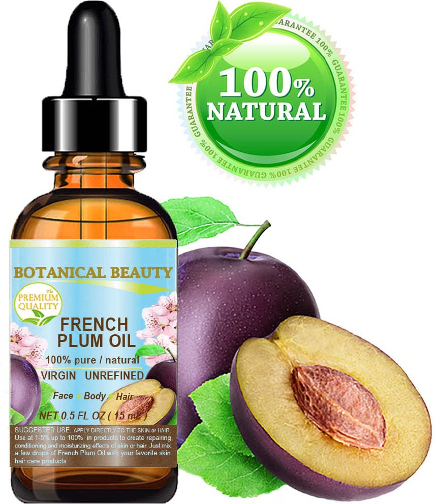 PLUM OIL French. 100% Pure Natural Virgin Unrefined Undiluted Cold Pressed Carrier Oil. For Face, Skin, Hair, Body, Lips, Nails (0.5 Fl.oz - 15 ml.) by Botanical Beauty