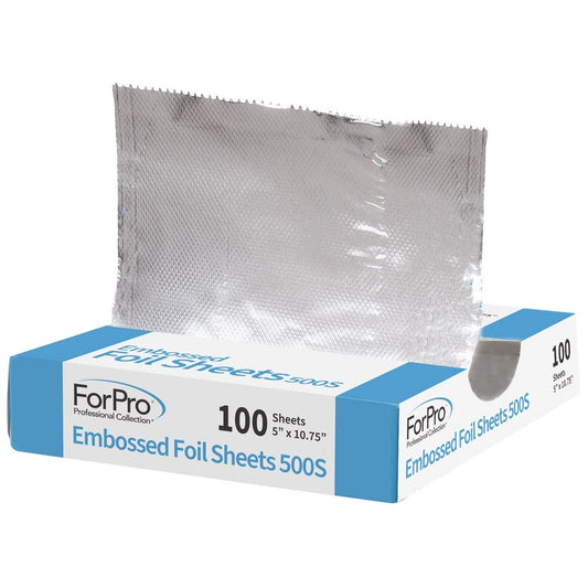 ForPro Professional Collection Embossed Foil Sheets 500S, Aluminum Foil, Pop-Up Dispenser, for Hair Color Application and Highlighting Services, Food Safe, 5" W x 10.75" L, 100-Count