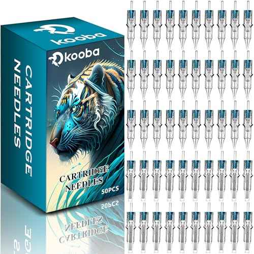 50Pcs Disposable Tattoo Cartridge Needles #10 Bugpin Assorted Mixed Size Round Liner Shader Magnum - 5 Pcs each of 3RL 5RL 7RL 9RL 5RS 9RS 9M1 15M1 9RM 15RM with Membrane Safety for Pro and Beginners