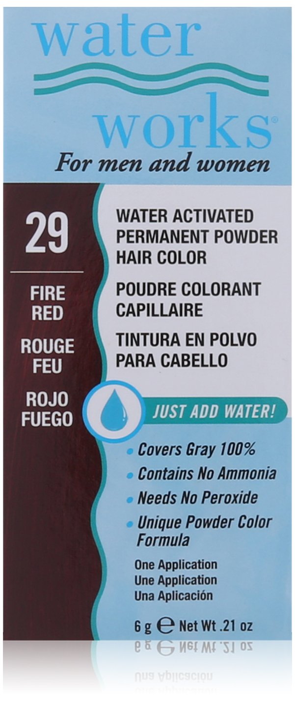 Water Works Water Activated Permanent Powder Hair Color for Men and Women, #29 Fire Red