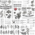 Waterproof Temporary Tattoos - 200+ Designs Floral Butterflies