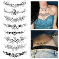 CARGEN Sexy Succubus Belly Temporary Tattoos -8 Sheets Of Black Devil's Heart Design Uterus Tattoo Stickers for Waterproof Fake Tattoos on Belly Chest Back Waist for Adult Girls and Women