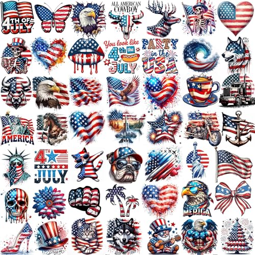 49 Pcs 4th of July Temporary Tattoos Waterproof American Patriotic
