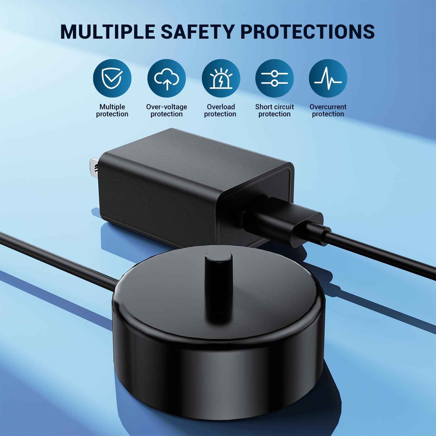 Replacement Charger Base Compatible with Philips Sonicare 5500 5300 4100 3100 2100 1100 Series Rechargeable Electric Toothbrush HX3681 Power Brush USB Waterproof Charging Base Power Cord - Black