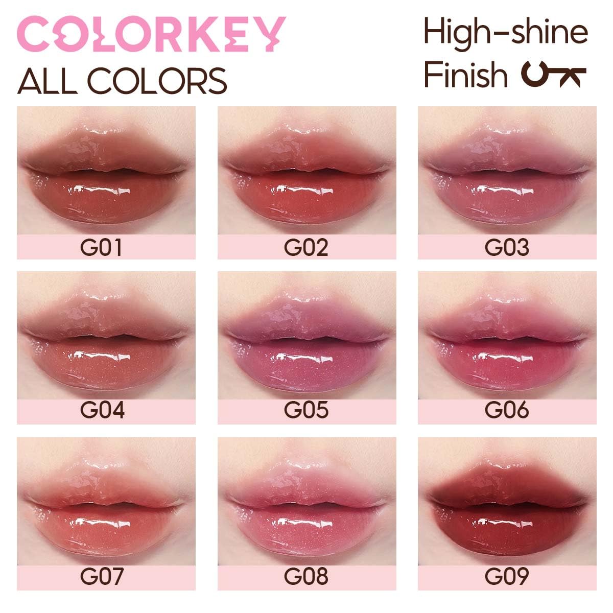 COLORKEY 3D Plump Oil Lip Gloss, High-shine Finish, Lip Tint, Moisturizing, Non-Sticky, Clear and Natural, Glassy Shine (G05 Crystal candy(Contains Glitters), 3ml)