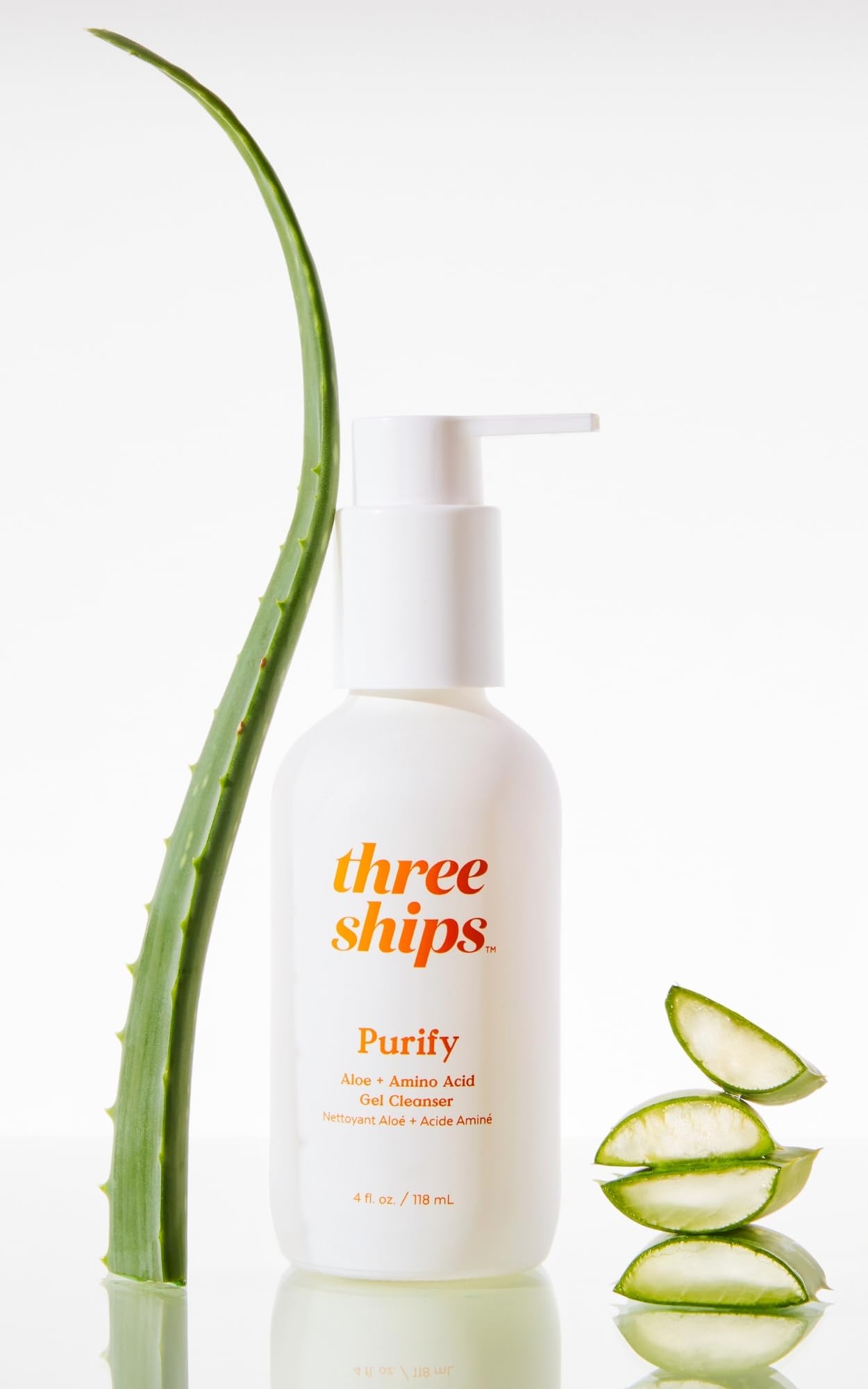 Three Ships - Purify Aloe + Amino Acid Gel Cleanser | Moisturize, Cleanse, Replenish Skin | Cruelty-Free, Vegan, Paraben-Free, Sensitive Skin Safe (4 fl oz | 118 mL)