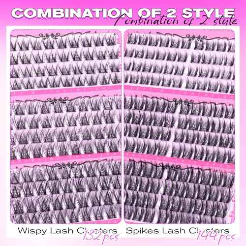 wiwoseo Wispy Lash Clusters Natural Eyelash Clusters Eyelash Extensions Clusters Lashes Natural Lash Extensions Lashes Clusters Lashes 2 Styles Pesta?as Postizas Naturales for Beginners (10-14MM)