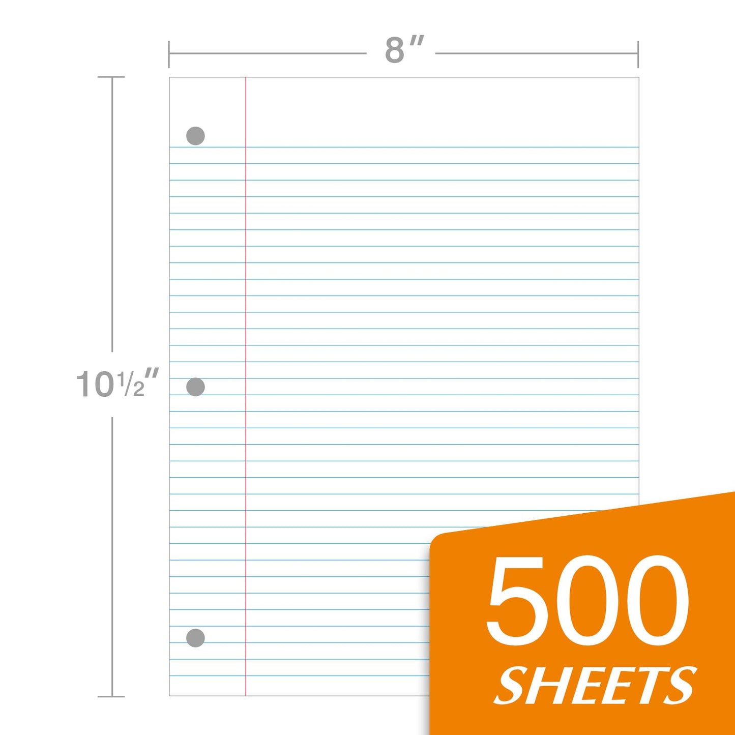 Kaisa3 Pack Notebook Paper College Ruled 3-Hole Punched Loose Leaf Paper 8x10.5 Lined Paper College Ruled Filler Paper for 3-Ring Binder Paper 150 Sheets/Pack (3 Pack-college) F15001C-3pk