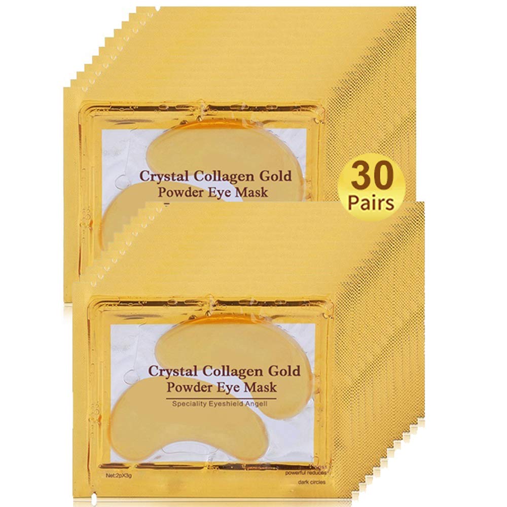 Under Eye Patches, 30 Pairs Gold Eye Mask, Eye Gel Pads With Collagen Treatment for Reducing Dark Circles, Lighten Wrinkles Anti-Aging Moisturizing, Fine Lines Eye Bags Puffiness for Women Men