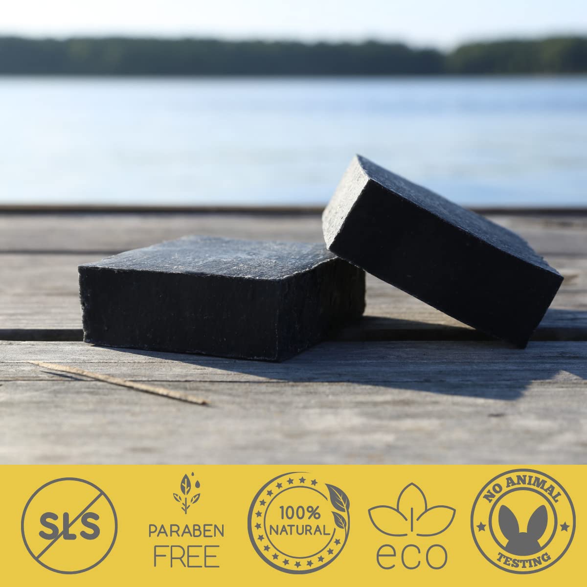 The Yellow Bird Natural Bar Soap (Dead Sea Mud Pumice Charcoal, 2 Bar Pack)