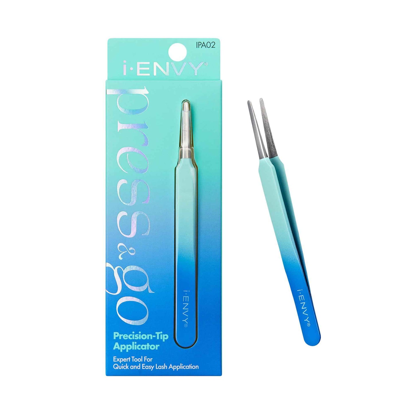 i-ENVY Press&Go Lash Applicator Tool, Nonstick Cluster Eyelash Tweezers for Quick & Easy False Lash Application, Lightweight Pointed Straight Tip & Comfort Grip for Precise DIY Extension