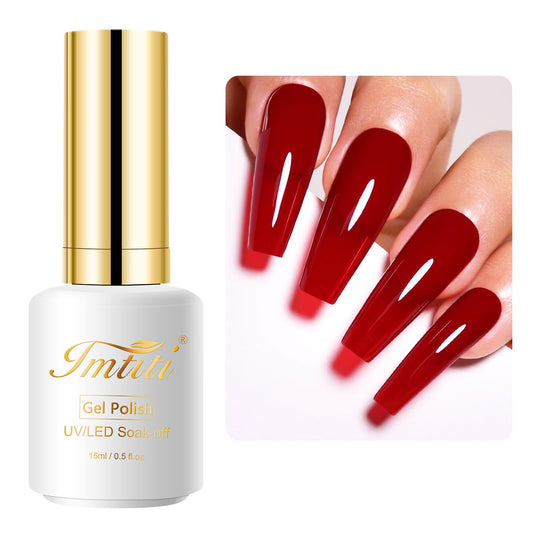 Imtiti Red Gel Nail Polish, 15ML Cherry Dark Red Gel Polish Christmas Red Gel Nail Polish Soak Off LED UV Nail Autumn Winter Gel Polish DIY Nail Art Starter Manicure Salon Gel Nail Kit