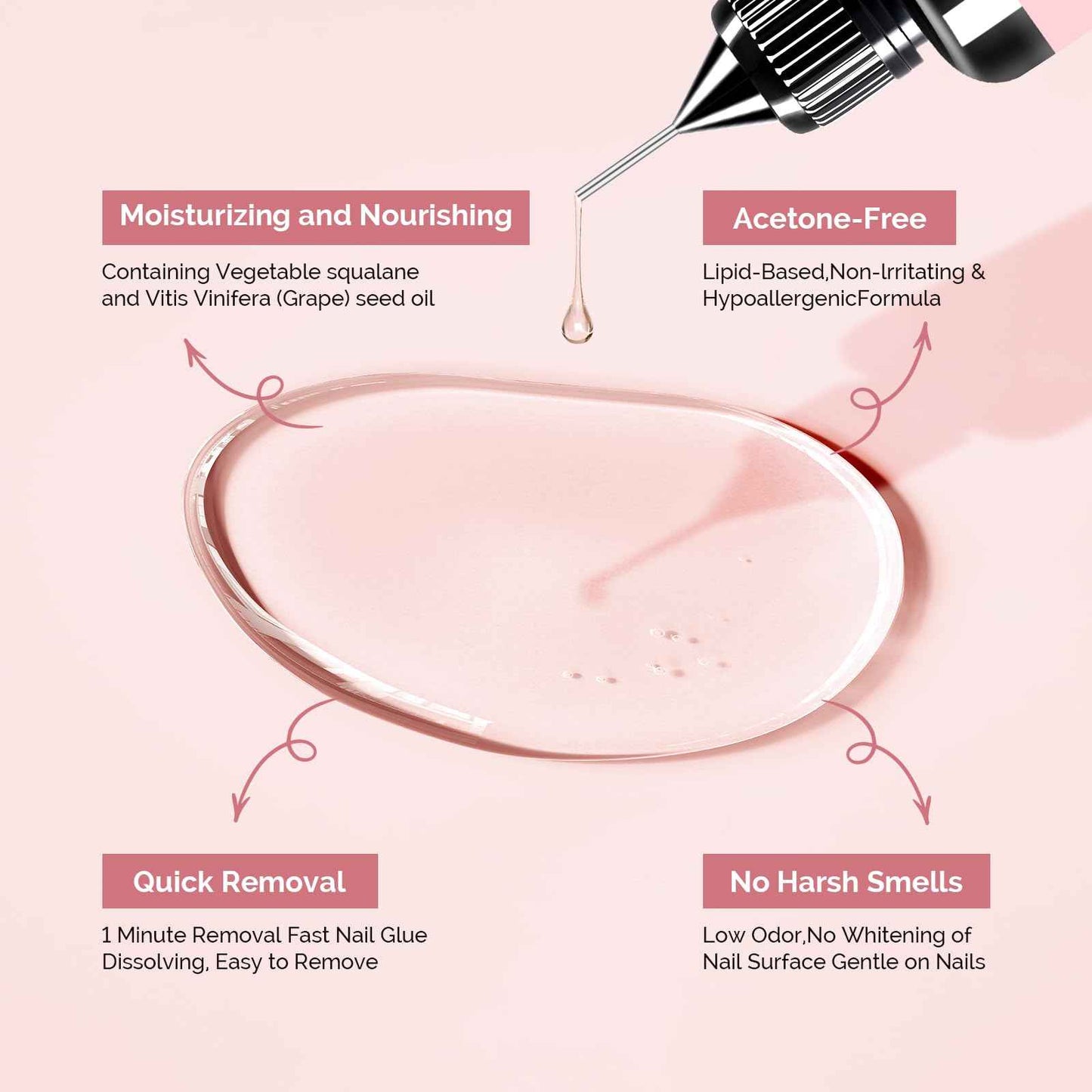 MelodySusie 30ML Nail Glue Remover for Press on Acetone Free Nail Polish Remover Multi-Functional Remover for Nails Tips Gentle Glue Remover for Gel x Nails for Home Salon