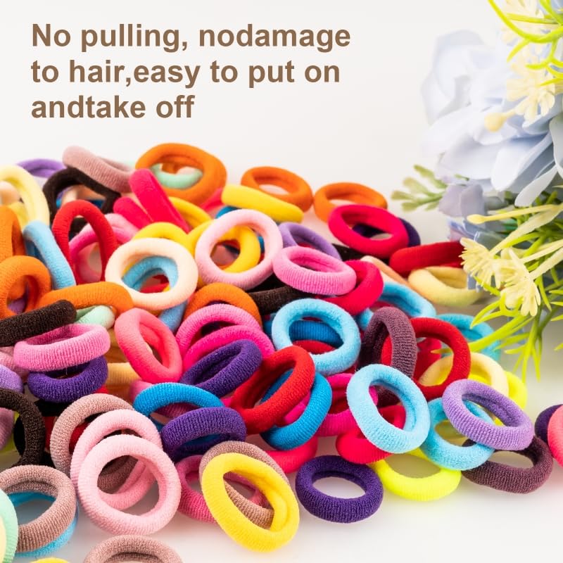 360pcs Toddler Hair Ties, No Damage Cotton Elastics for Baby & Kids