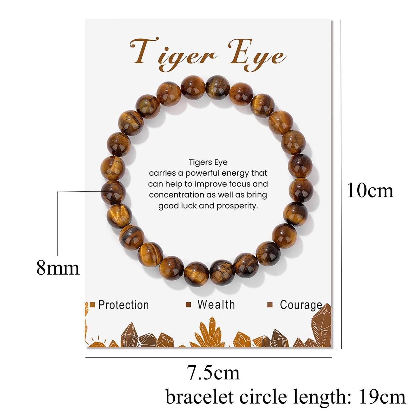 Tiger Eye Bracelet for Men 8mm Natural Stone Mens Beaded Bracelets Stretch Gemstone Bracelets Healing Stone Bracelets Tiger Eye Bead Bracelets Tiger Eye Jewelry for Women Men