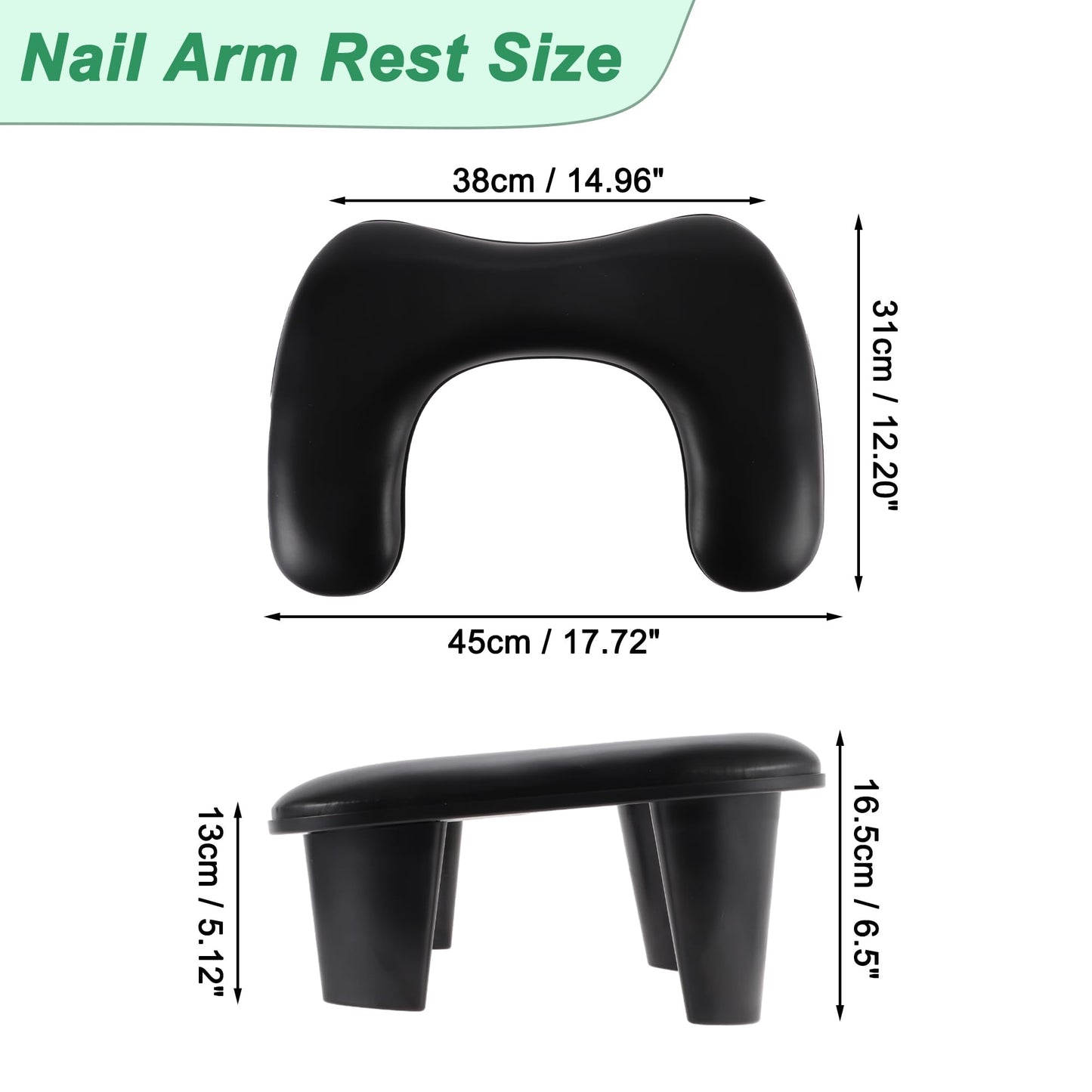 VOCOSTE Arm Rest for Nails Tech, U Shaped Nail Arm Rest, Manicure Hand Rest with Detachable Brackets, Hand Rest for Nails Tech with Non-slip Pads, Nail Hand Rest, Black