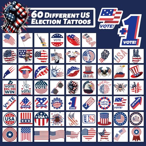 240 Pcs 4th of July Temporary Tattoos for Kids - Waterproof, Safe