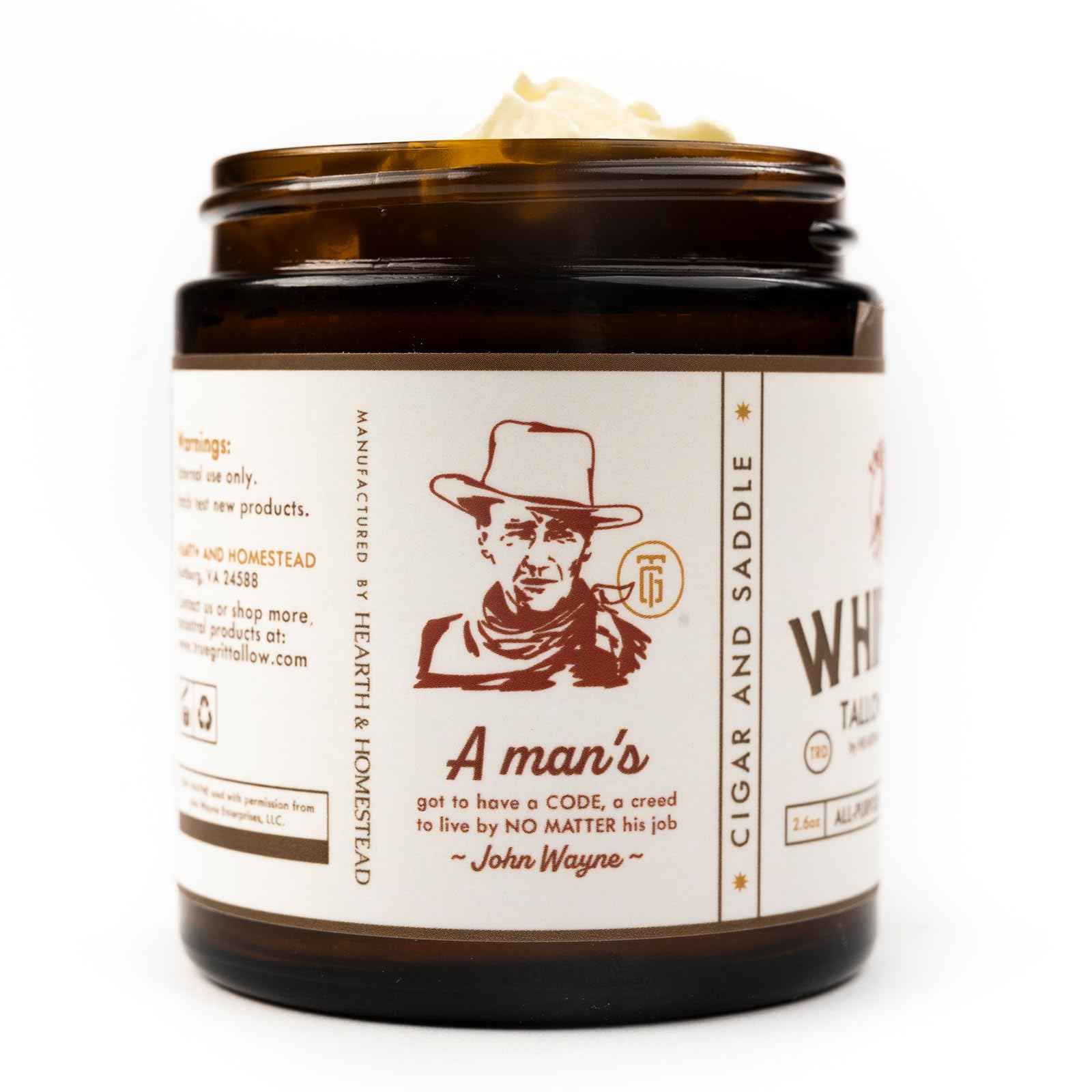 True Grit Tallow John Wayne Inspired Deep Moisture Tallow Salve – Herb-Infused Unscented – Essential Oil-Free Soothing Balm for Sensitive Skin – 2 oz