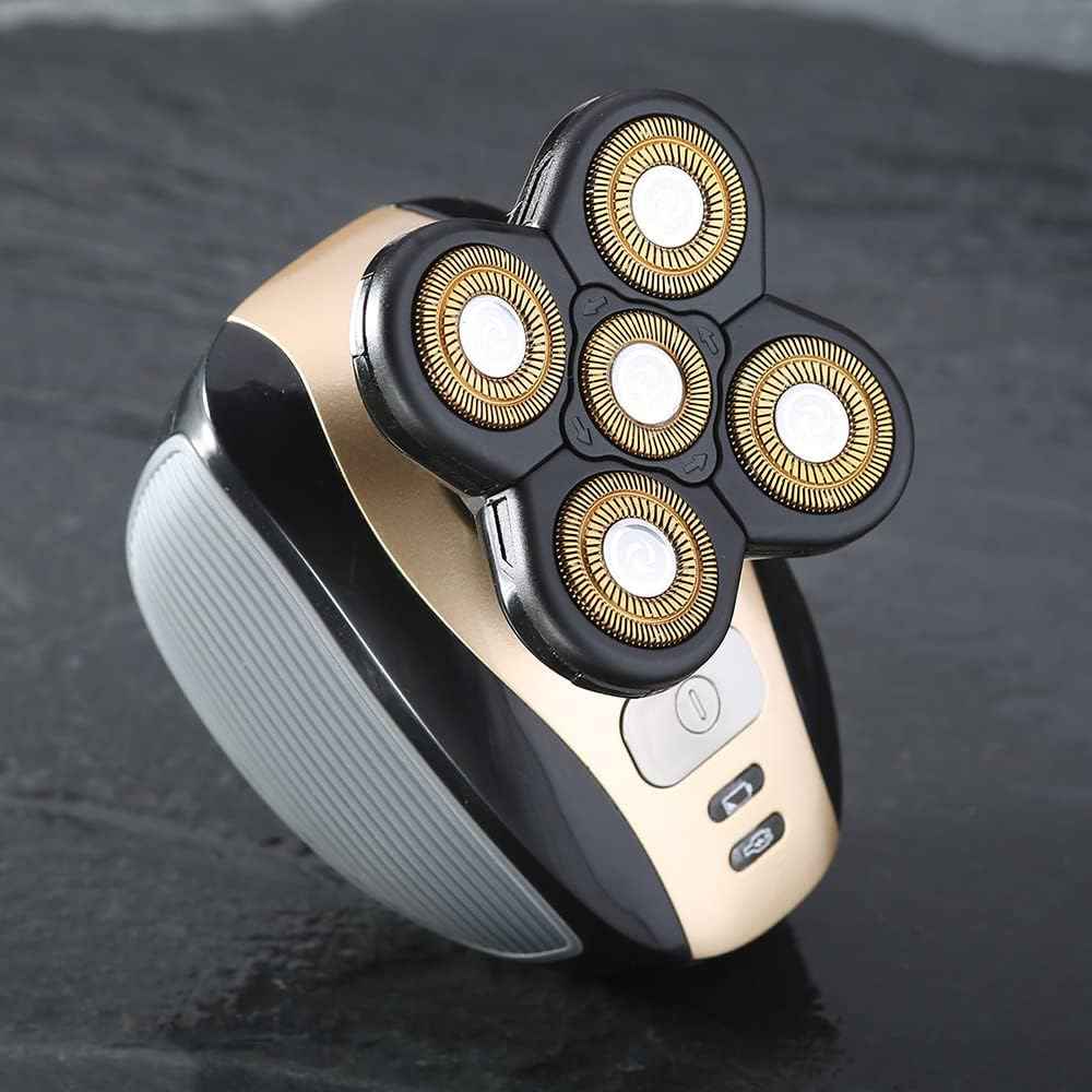 WAHFOX Universal 3 Pcs 5 Blades Shaver Heads for Head shaver and Other Brands Head Shaver, Black+gold