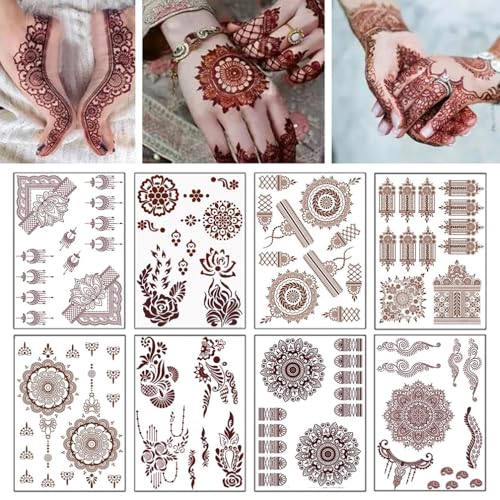 Lace Mandala Temporary Tattoo Stickers - Waterproof, 8-Pack