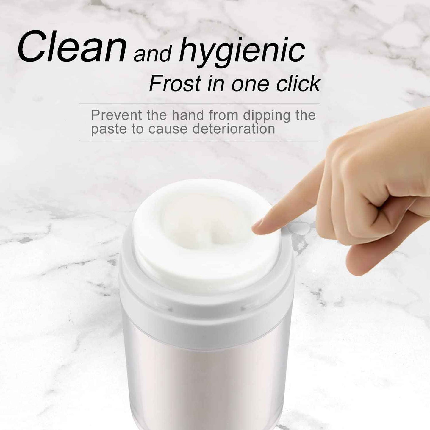 USRommaner 2 Pack 3.34 oz Airless Pump Jar,Empty Acrylic Vacuum Jar with Press Pump,Portable Travel Face Cream Lotion Container Pot for Makeup,Essence,Moisturizer,Eye Cream,Gel-Big,White