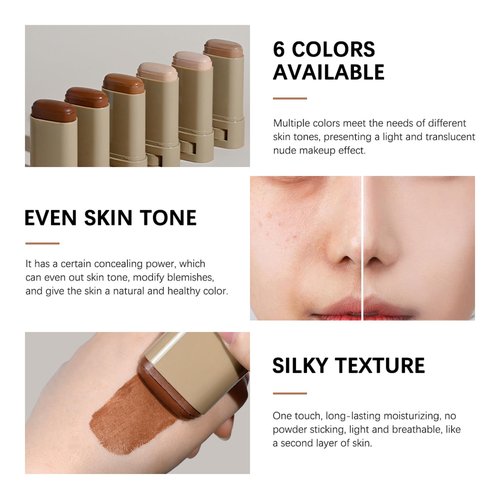 Beauty Balm Serum Boosted Skin Tint Stick – Face Tint Balm Foundation with Serum Benefits, Buildable Hydrating Coverage, Moisturizing Concealer Stick for Glowing Skin & Flawless Finish (3#, 2)