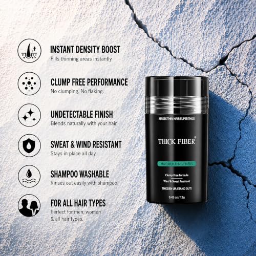Thick Fiber Hair Building Fibers for Thinning Hair - Dark Brown, 12g