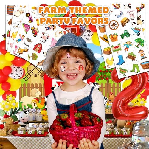 96 PCS Farm Animal Temporary Tattoos for Kids Party Favors